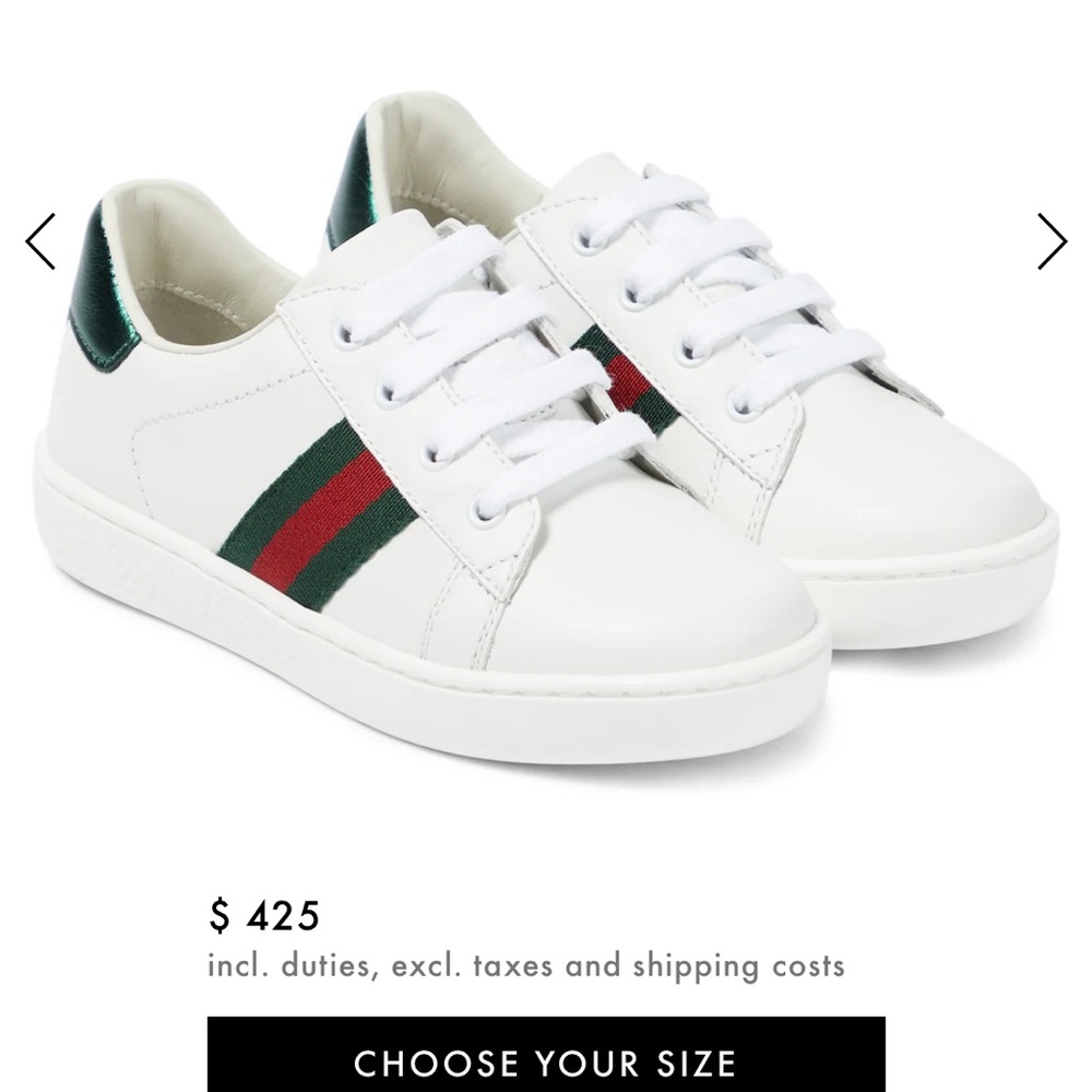 White Sneakers with Green and Red Stripes